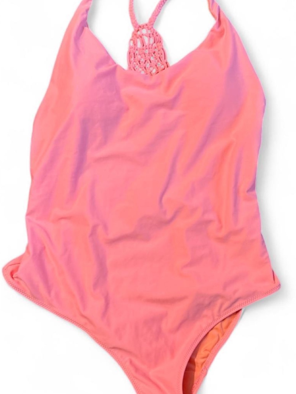 Aerie coral Pink Women's One-Piece Swimsuit with Macramé Back-  NWT